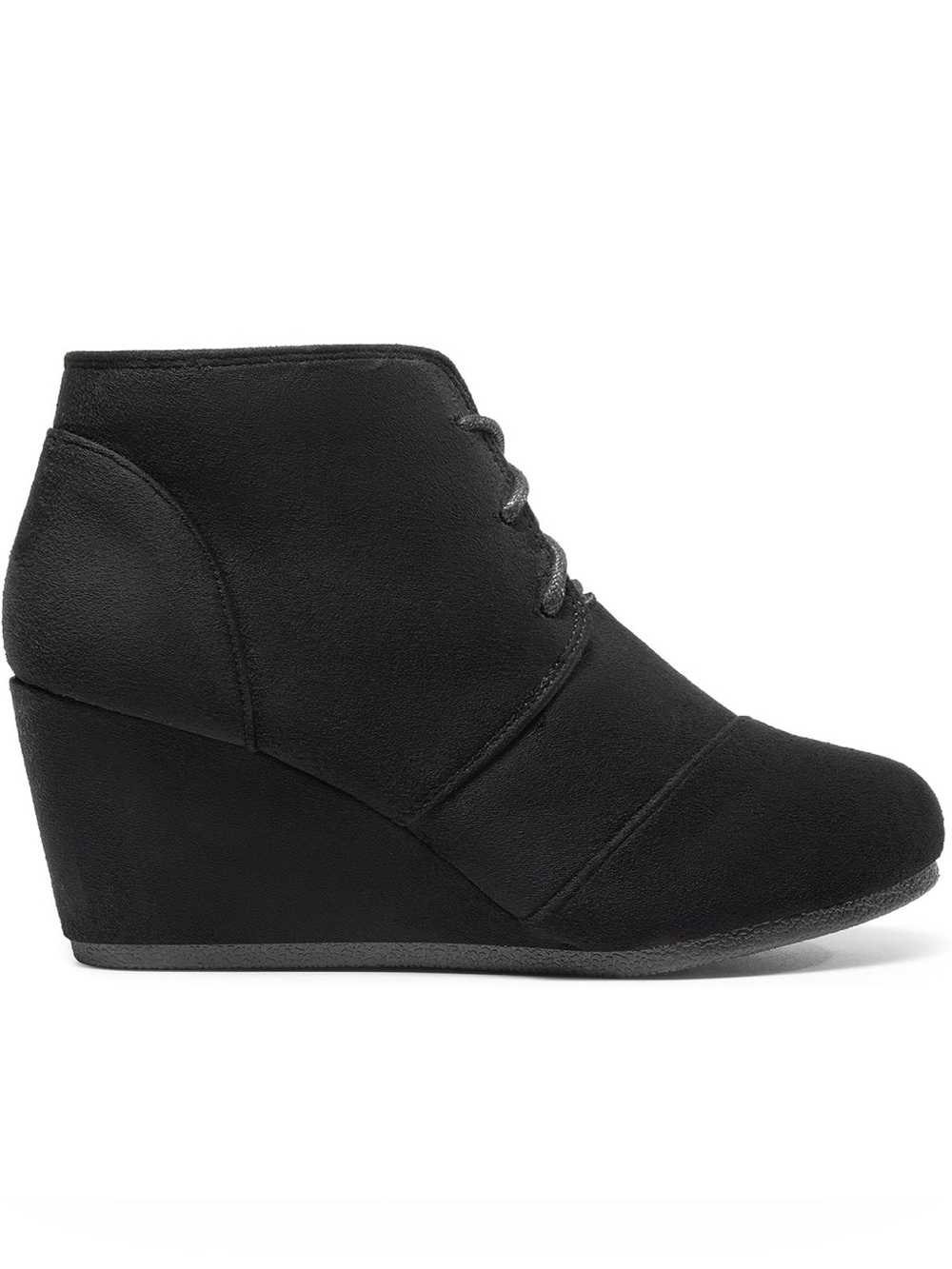 S14 Dream Pairs Casual Black Lace-Up Wedge Ankle low heel Booties NWT size 8.5 - Picture 3 of 8